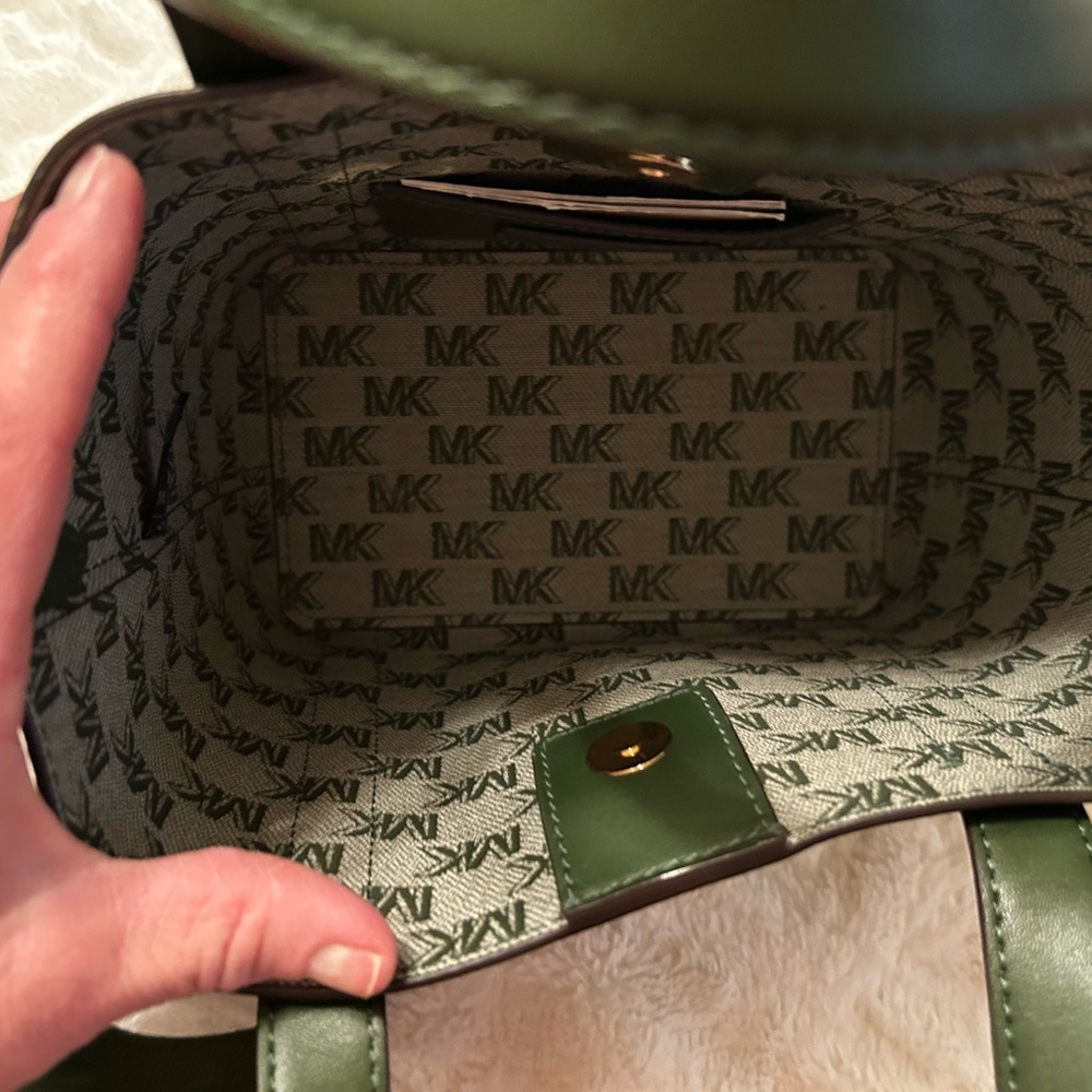 Michael Kors Forest Green Saffiano Leather Satchel with Gold Hardware - Picture 4 of 5